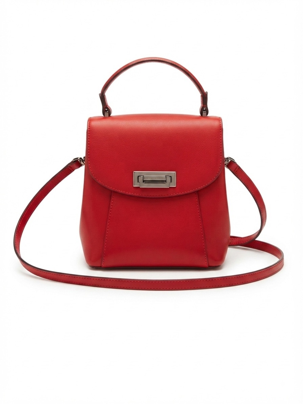 CIELO CELESTE Italian Red Leather Convertible Backpack / Crossbody Bag